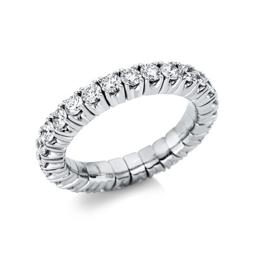 Ring 4er-Krappe 18 kt WG, Flex-Band, variabel, rhodinier