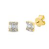 Material: gelbgold – Ohrstecker Baguette Illusion