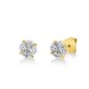 Material: gelbgold – Ohrstecker Baguette Illusion